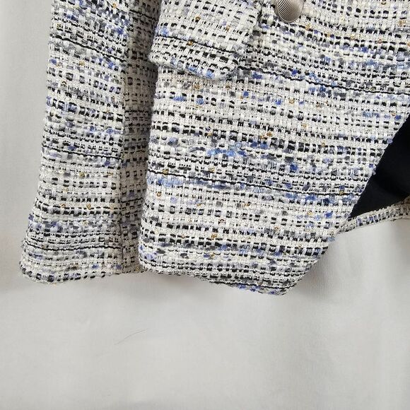 NWOT L'AGENCE Kenzie Tweed Double Breasted Blazer in Blue and White - Size 2 - Picture 6 of 16